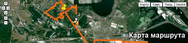 Орієнтовний маршрут екскурсій Chernobyl-TOUR Приблизна карта маршруту екскурсій Чорнобиль-ТУР